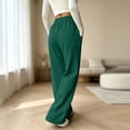 thumbnail image 4 of Vxararl Straight Leg Pants Women Lounge & Travel Outfits,fall Fashion Thin Soft Pajama Pants,loose Fit Track Pants with Pockets High Waisted Lightweight Pants Womens Sweatpants Dark Green M, 4 of 8