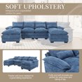 thumbnail image 3 of MOONMISS Chenille Upholstered U-Shaped Oversized four-seater Living Room Sectional Sofa With Wooden Frame-Navy Blue, 3 of 5