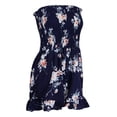 thumbnail image 1 of Monos de playa a rayas con estampado floral sin tirantes con hombros descubiertos para mujer Azul, 1 of 8
