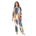 thumbnail image 2 of 1 Piece Adult Onesie Pajamas Cozy & Loose-Fit Sleepsuit Loungewear with Pockets Teal and Orange Abstract Shapes Small, 2 of 7