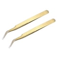 thumbnail image 1 of Unique Bargains Pince à Épiler à Pointe Incurvée de Précision en Acier Inoxydable Ton Doré Multifonctionnel 2Pack, 1 of 5