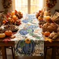 thumbnail image 5 of SLYNSHome Thanksgiving Pumpkin Table Runner, Fall Botanical Print Table Flag, Harvest Holiday Tablecloth for Dining Room Kitchen Home Party Decor, 5 of 6