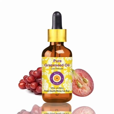 Deve Herbes Grapeseed Oil (Vitis vinifera) - 5ml (0.16 FL Oz ) - 100% Natural Cold Pressed Oil - for Massage Blends, Skin Care & External Use - with Dropper