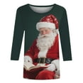 thumbnail image 6 of Xdegoge Christmas Shirt for Women 3/4 Sleeve Santa Funny Graphic T-Shirt Crewneck Vintage Casual Tops Pullover Family Holiday Casual Blouse Gifts 2025 Fall Winter Festival Clothes Fit Party, 6 of 7