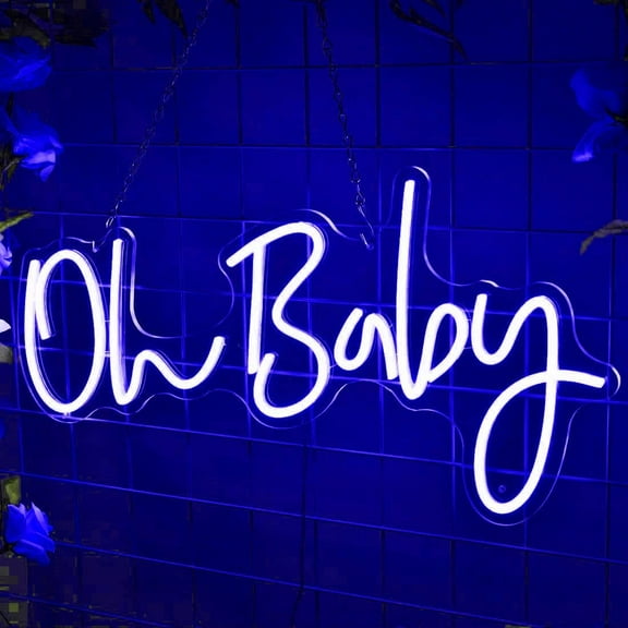 LINLIN Oh Baby Neon Light Signs, LED Neon Sign Wall Decor with Power Adapter& Dimmable Switch Neon Lamp for Party Wedding Home Decor Kid Bedroom Bar
