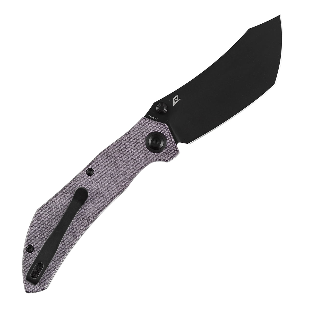 Tenable Tipper Folding Pocket Knife 3.39'' Blackwash Nitro V Blade,Purple Micarta Handle,B1079A2