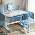 thumbnail image 3 of Kids Study Desk Chair Set, Height Adjustable Toddlers Writing Table with Tiltable Reading Stand LED Table Light, Living Room Bedroom Children Learning Table with Extra Large Drawer, 3 of 8