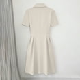 thumbnail image 4 of Dvprdro Womens Work Office Mini Dress Collared Short Sleeve Double Breasted Button Slim A Line Dress Solid, 4 of 8