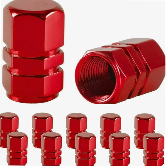 Car Tire Valve Stem Caps, 12pcs Air Caps Cover, Universal for Cars, SUVs, Bike, Trucks and Motorcycles-Red