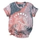 thumbnail image 5 of Blusa de Manga Corta Con Cuello Redondo Y Estampado de Corbata Suelta Informal Para Mujer Odeerbi ODB181118, 5 of 9