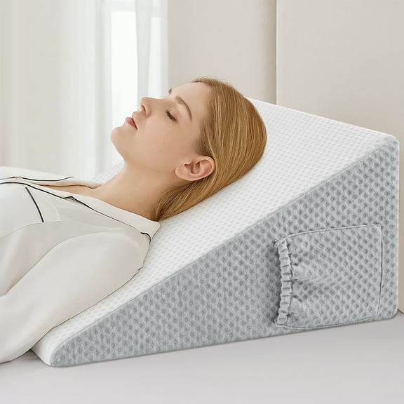 MOONORAH Wedge Pillow for Sleep Apnea, Bed Wedge Pillows for Headboard  Triangle Memory Foam Removable Washable Cover for Acid Reflux Relief Sleeping Snoring Back Pain Heartburn