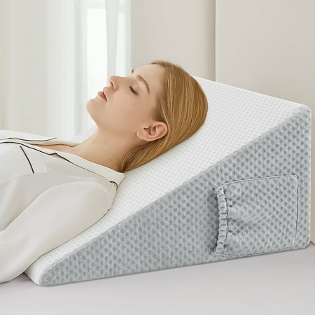 MOONORAH Wedge Pillow for Sleep Apnea Bed Wedge Pillows for Headboard Triangle Memory Foam Removable Washable Cover for Acid Reflux Relief Sleeping Snoring Back Pain Heartburn