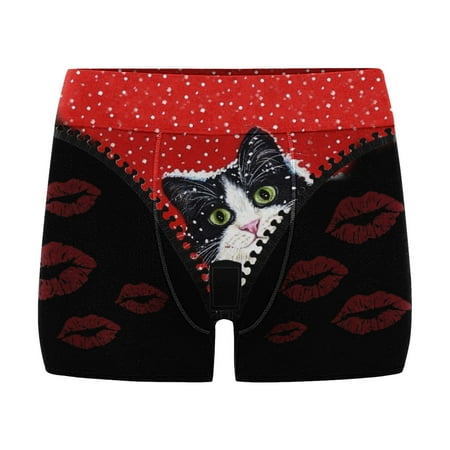 

Pxiakgy intimates for women Women And Men Valentine s Day Printing Plus Size Boxer Underpants Mid High Waist Underwear Underpants Black + XL