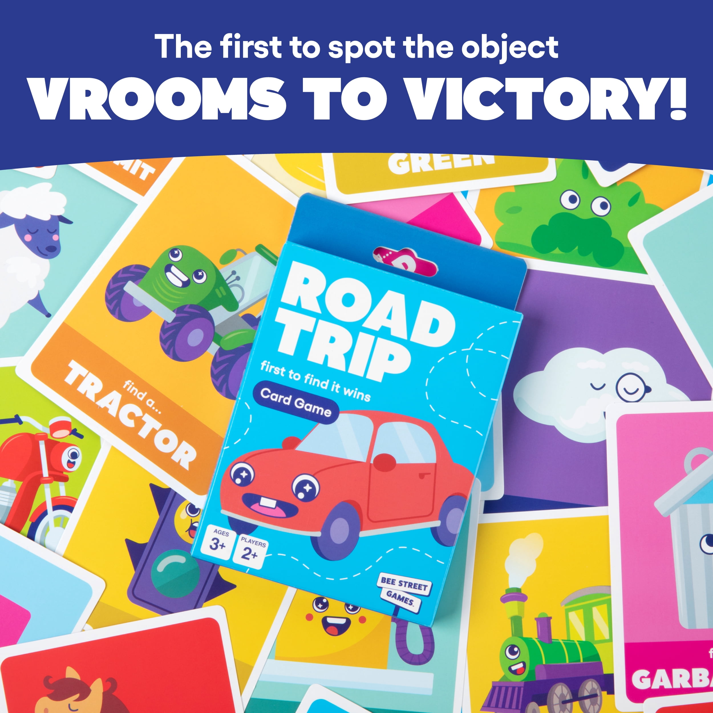Road Trip from Bee Street Games,  Road Trip Games for Kids and Family Fun on The Go,  Includes 36 Jumbo Playing Cards.