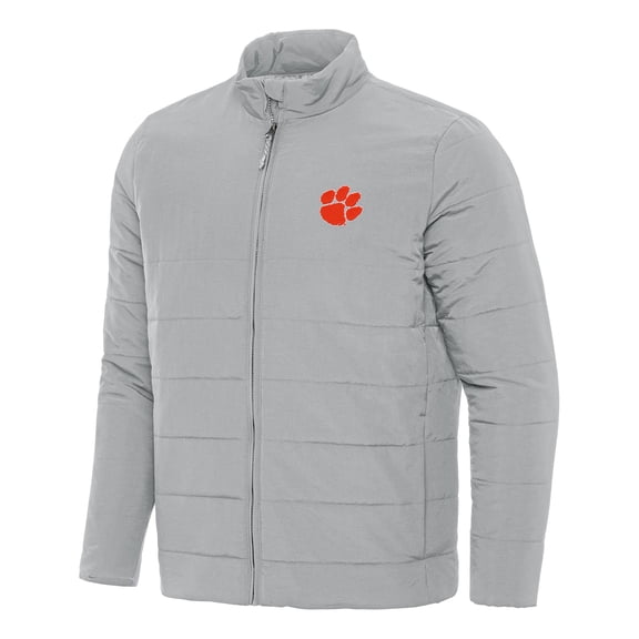 Men's Antigua Gray Clemson Tigers Swelter Full-Zip Puffer Jacket