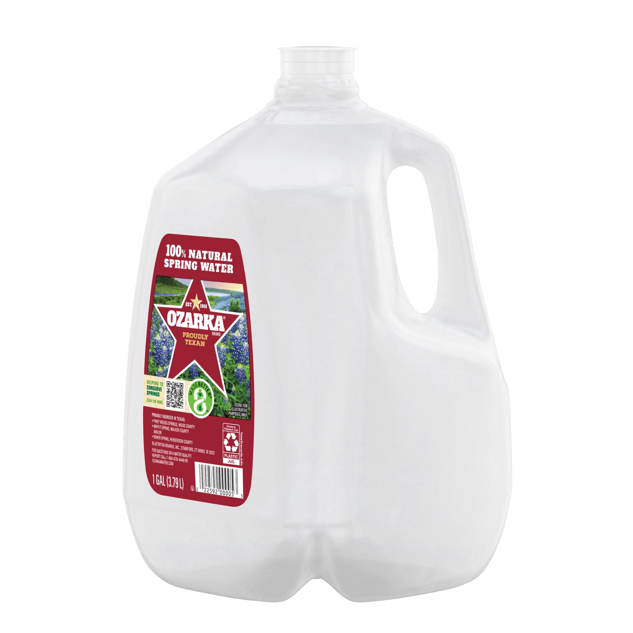 Ozarka Texas Spring Water, 1 Gal, Single Plastic Jug