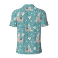 thumbnail image 3 of Xecao Teal Mama Llama for Mens' Casual Short Sleeve Button-Down Polo Shirts for a Classic Golf Look, 3 of 9