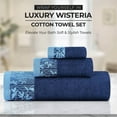 thumbnail image 4 of Superior Wisteria Floral Cotton 3 Piece Assorted Towel Set, Navy Blue, 4 of 8