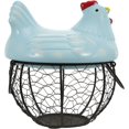 thumbnail image 1 of Metal Mesh Egg Basket Ceramic Farm Chicken Top for Food Storage Container (blue), 1 of 5