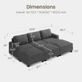 thumbnail image 2 of HONBAY 94” Corduroy Gray Sectional Sofa Bed Convertible Sleeper Sofa with Storage Ottomans for Living Room, 2 of 8
