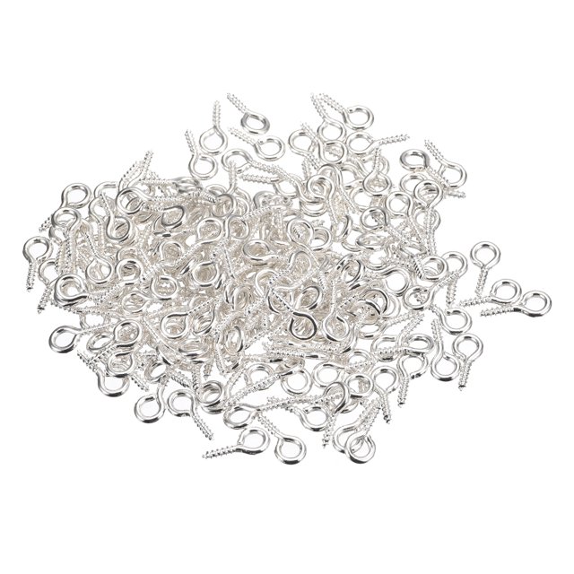 500uds Tornillo Ojo Pasadores Ganchos Mini Ojales Tornillos Roscados Unique Bargains Plateado 4x8x1mm