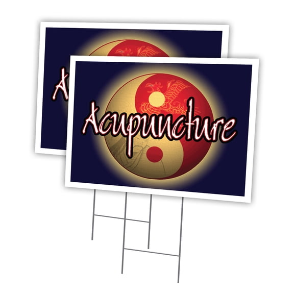 ACUPUNCTURE 2 Pack Of 12" x 16" Yard Sign & Stake | Advertise Your Business | Stake Included Image On Both Sides | Made in The USA