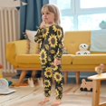 thumbnail image 4 of FORMRS Long Sleeve Top and Pants Pajama Set for Niños 2-Piece Sleepwear, Sizes 18M-8Y, Black Sunflower Pattern, 4 of 6