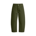 thumbnail image 5 of Oiangi Women's Barrel Pants Button High Waisted Twill Dress Pant Fall Casual Business Ankle Trousers with Pockets Army Green 2XL, 5 of 7
