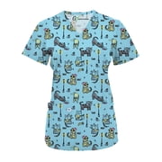 Womens Medical Nursing Scrub Set GT 4FLEX Print Top and Jogger Pant