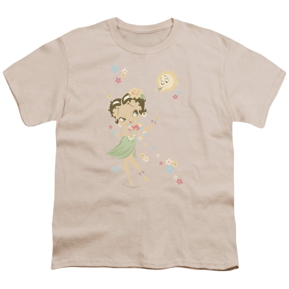 Betty Boop Hula Flowers S/S Youth 18/1 T-Shirt Cream