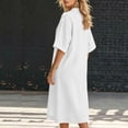 thumbnail image 6 of YuXingFu Long Dresses for Women Mini V-Neck Plus Size Womens Dress Short Sleeve A Line Casual Summer White S, 6 of 9