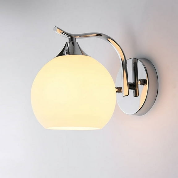 YANSUN 7.87 in. 1-Light Chrome Metal Dimmable Wall Sconce with White Shade,Perfect for Bathroom Mirror