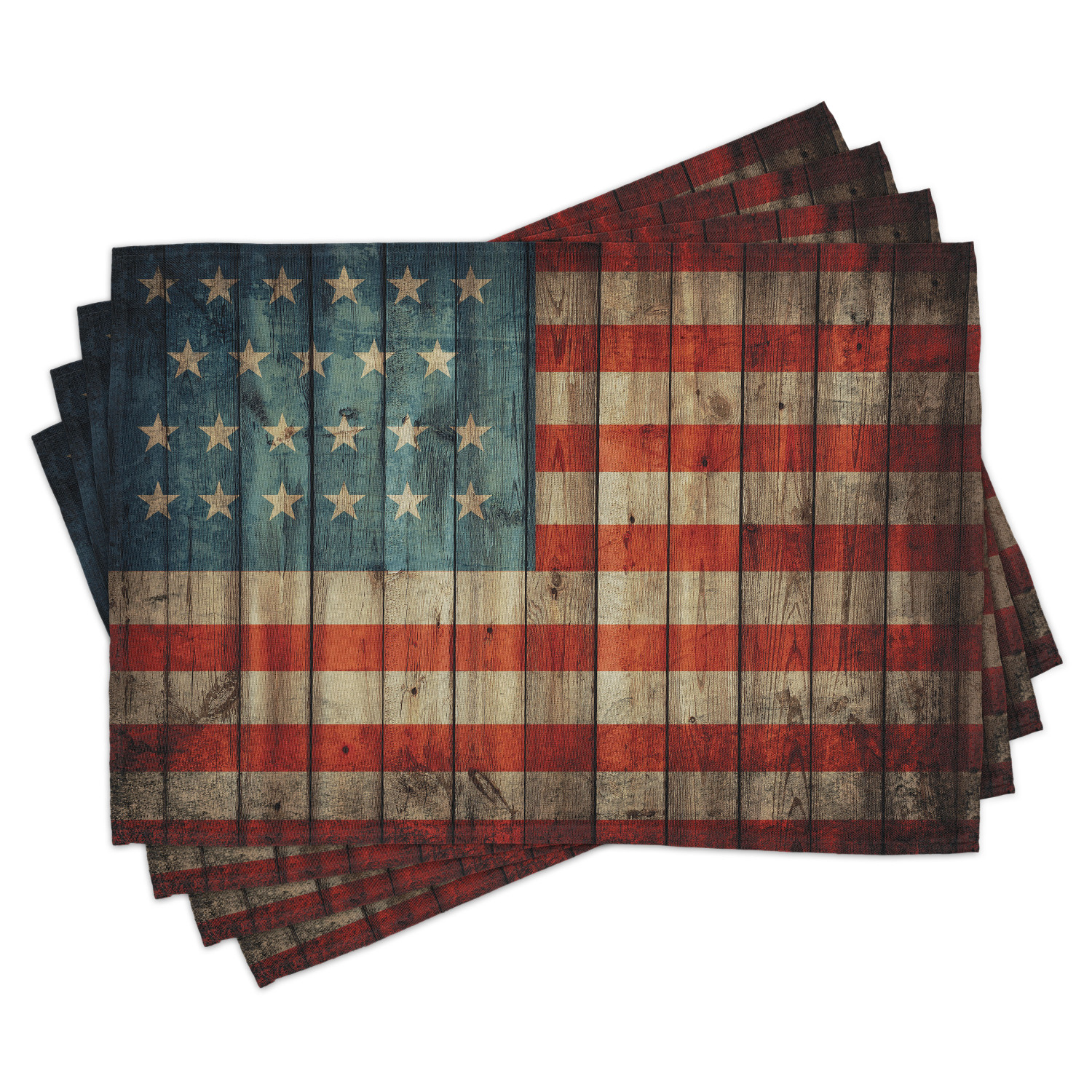 USA Placemats Set of 4 Fourth of July Independence Day Painted Old