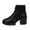 Black, variant on Women's PU Upper Ankle Boots Fold‑Over Cuff With Snap Button Lace‑Up Front Round Toe Chunky Block Heel Sole Short Boots for Daily Outdoor Wear