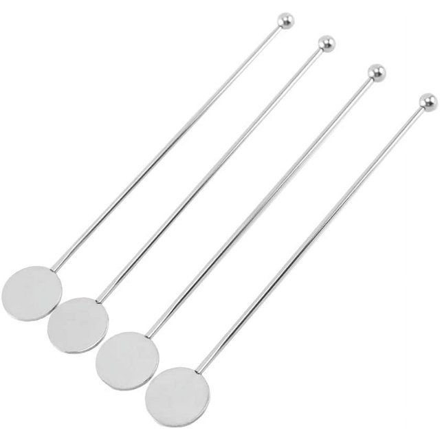 4 agitadores de café de acero inoxidable, varillas para revolver, pequeñas paletas rectangulares para bebidas, cócteles y bebidas