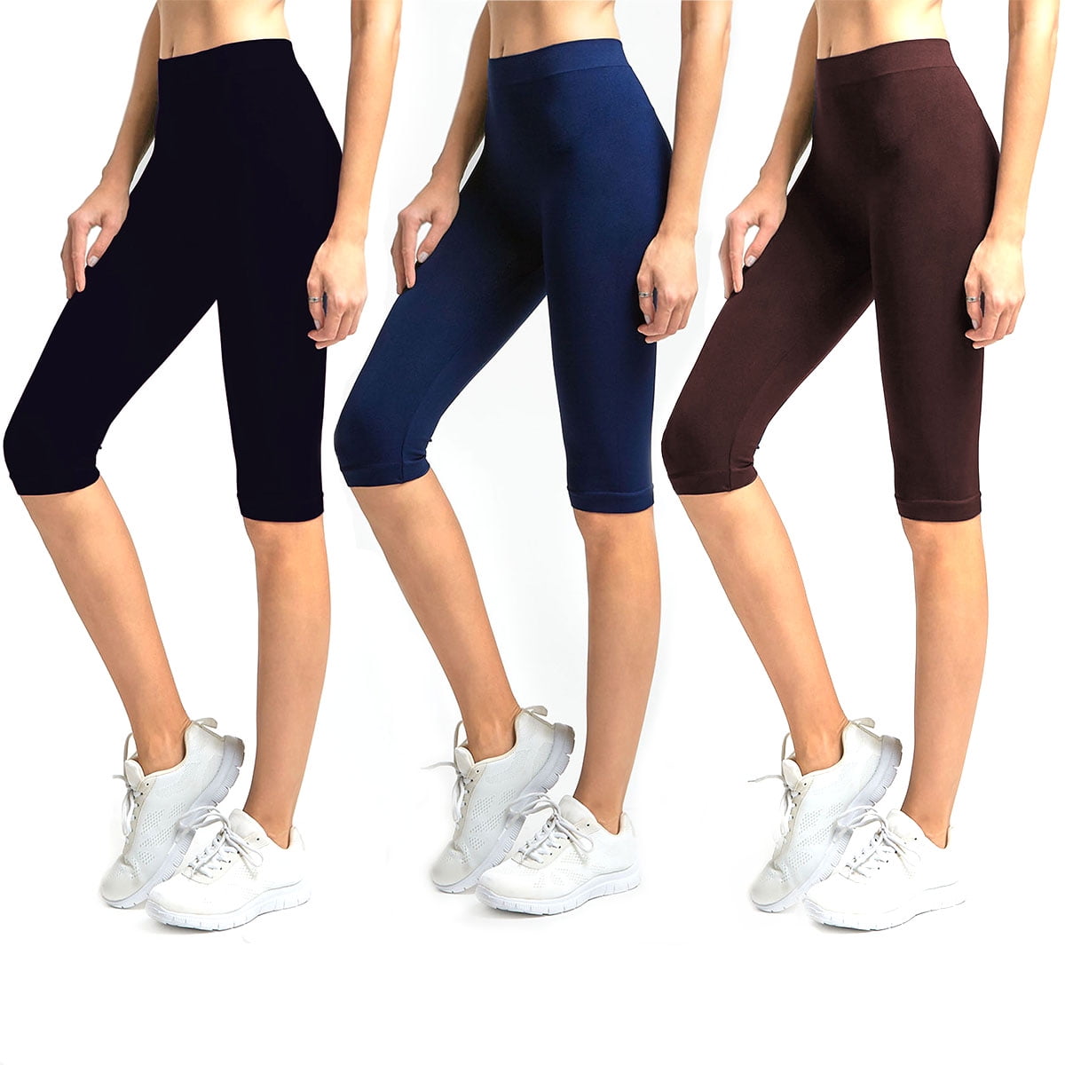 Capri Leggings Yoga Pants Women Pocket High Waiste Sport 3/4 Fitness Below Knee 
