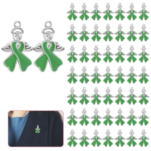 WIFKLSIIPG Alloy Angel Brooche with Like & Ribbon Bow Emblem for Care & Mutual Support Groups 50 Pieces Set