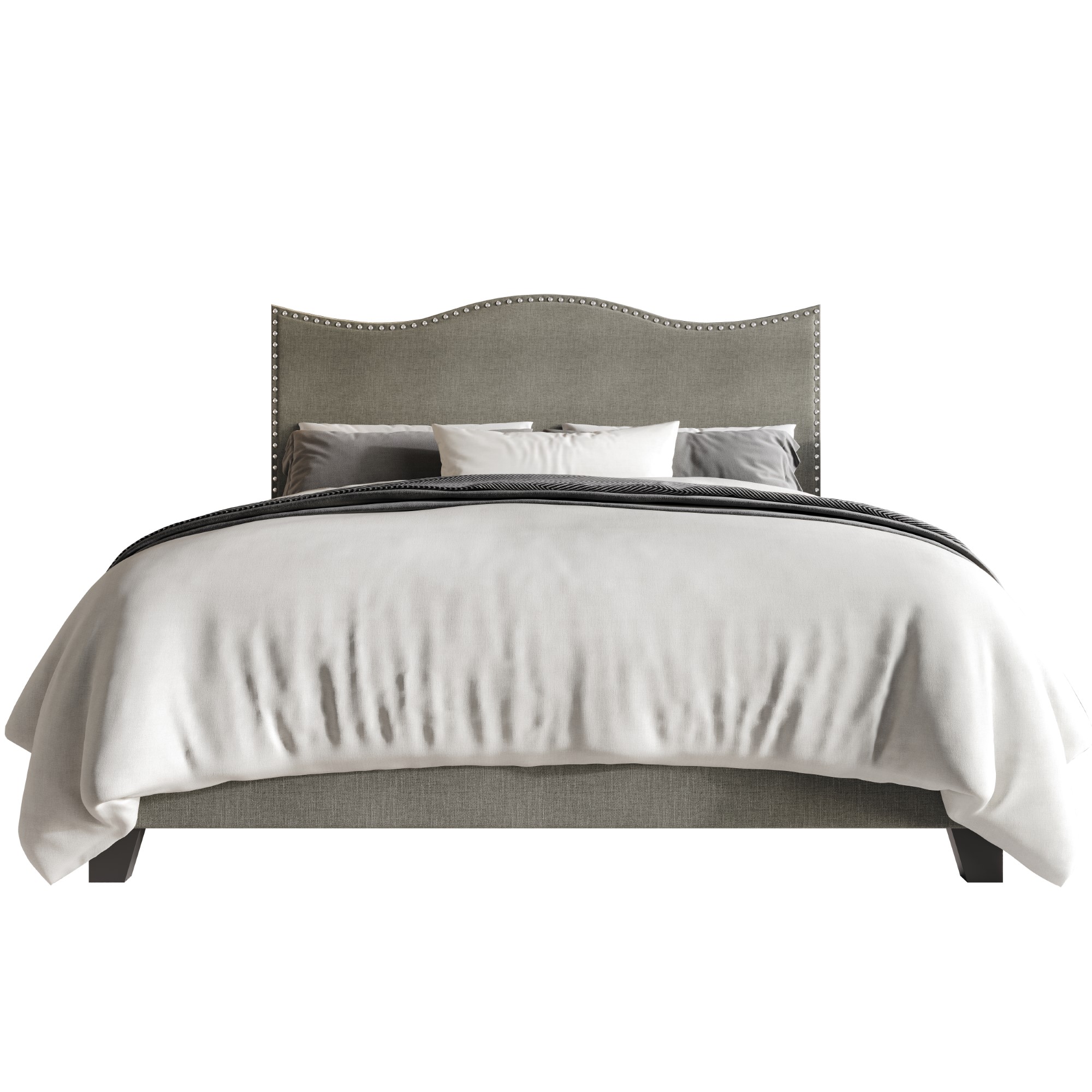 Home Design Anderson Twin Upholstered Panel Bed with Tufted Wingback Headboard and Foam Cushioning, Gray, Easy Assembly