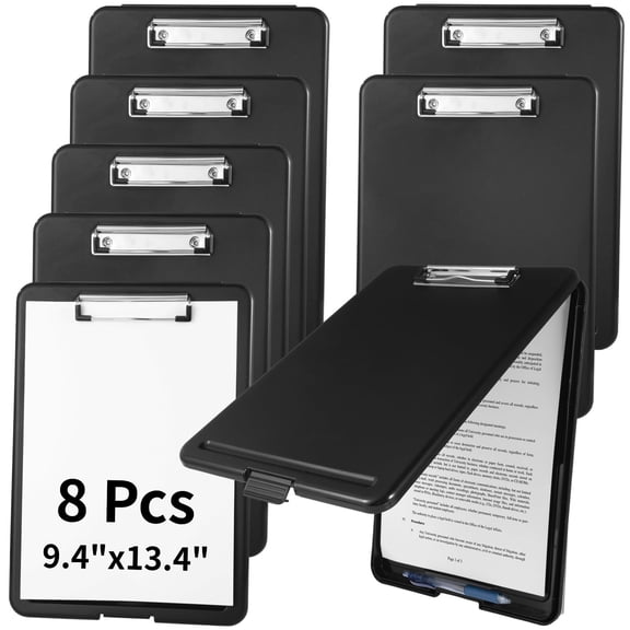 8 Pack Plastic Clipboards with Storage – 9.4" x 13.4" Nurse Clipboard Organizer, Waterproof File Folder with Pen Holder, Secure Clip & Lock, for Teachers, Office & Medical Use