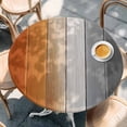 thumbnail image 2 of Burnt Orange Gray Ombre Round Tablecloth, Fitted Table Cover with Elastic for 55"-60" Round Tables, Vintage Farmhouse Wooden Table Cloth Outdoor Indoor Dinning Party Waterproof Tablecloths, 2 of 7