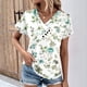 thumbnail image 5 of Tops Florales para Mujeres de Moda Casual V-Cuello Plisado Blusa de Manga Corta para Diario Y Fiesta, 5 of 6