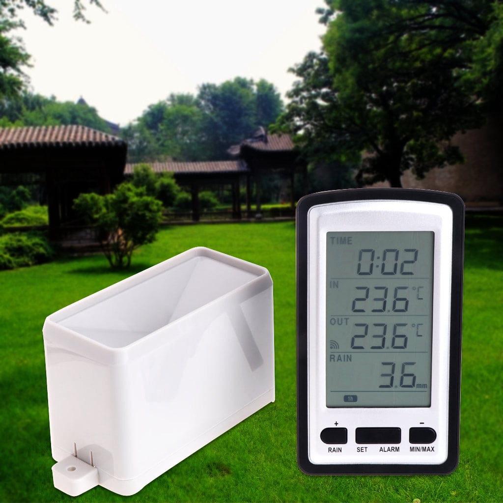 Rain gauge weather station instrument thermometer digital wireless rain gauge