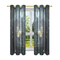 Window Curtain Panels Cotton Linen Decorative Curtains - Symmetrical Cat under The Moon Window Shade Backdrops for Home Office Sunroom Country House