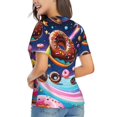 thumbnail image 3 of Xecao Space Colorful Donut for Women's V-Neck T-Shirts-Elegant Half-Sleeve Tops Perfect for Summer-XX-Large, 3 of 5