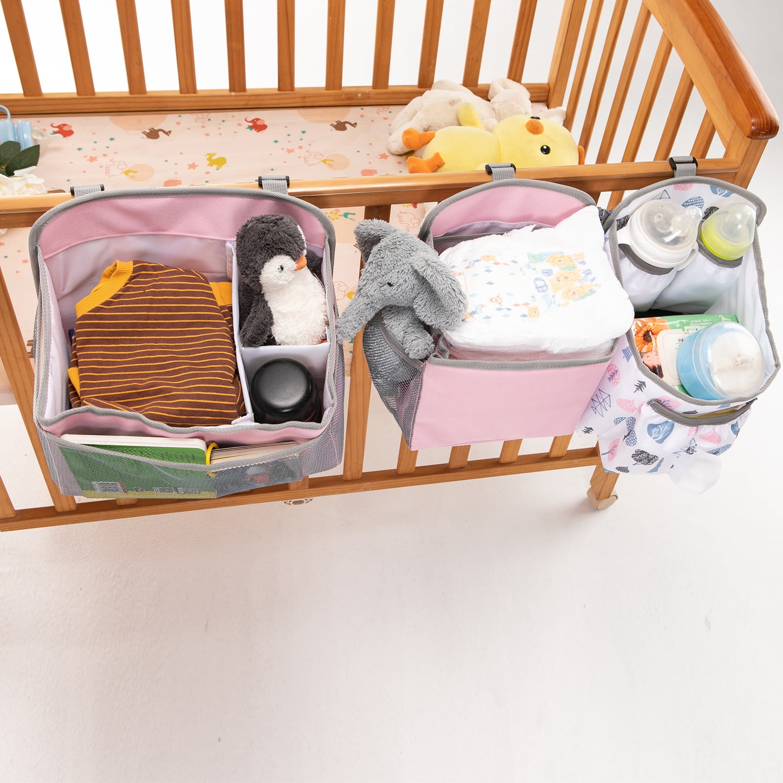 Baby Stroller Organizer Bag Bedside Caddy Diaper Storage Bin Hanging Storage Bag for Baby Bed/Baby Cart