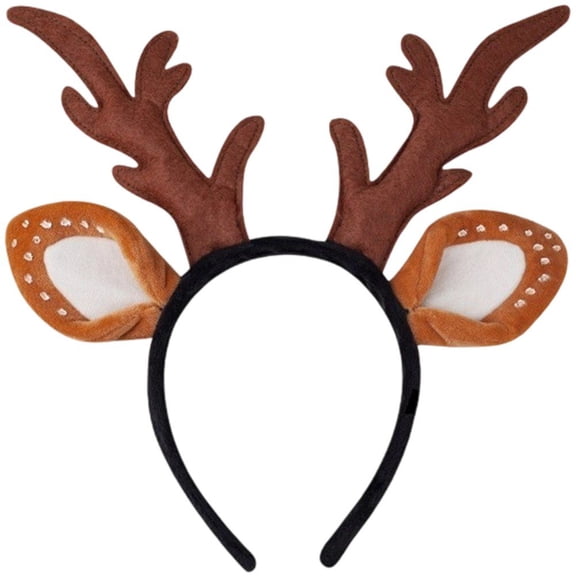 Hfppkn Soft Deer Antlers Headband Christmas Reindeer Ears Hairband 30cm