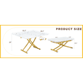 thumbnail image 6 of Dining Tables Modern minimalist multifunctional lift table with 0.8 inch thick MDF desktop and golden metal legs,can be used as a dressing table, coffee table, dining table, and office table.White te, 6 of 17