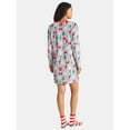 thumbnail image 3 of Peanuts Women's and Women's Plus Christmas Print Henley Sleepshirt and Plush Socks Set, 2-Piece, Sizes XS-3X, 3 of 6