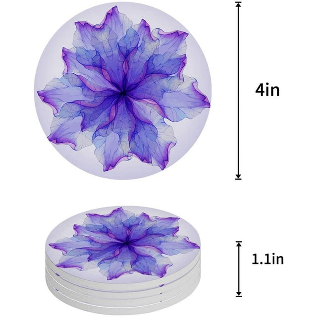 RYLABLUE Ensemble de 8 sous-Verres Ronds Motif Mandala pour Boissons, sous-Verres en Céramique Absorbants avec Base en Liège pour Décoration de Table Basse de Cuisine Maison