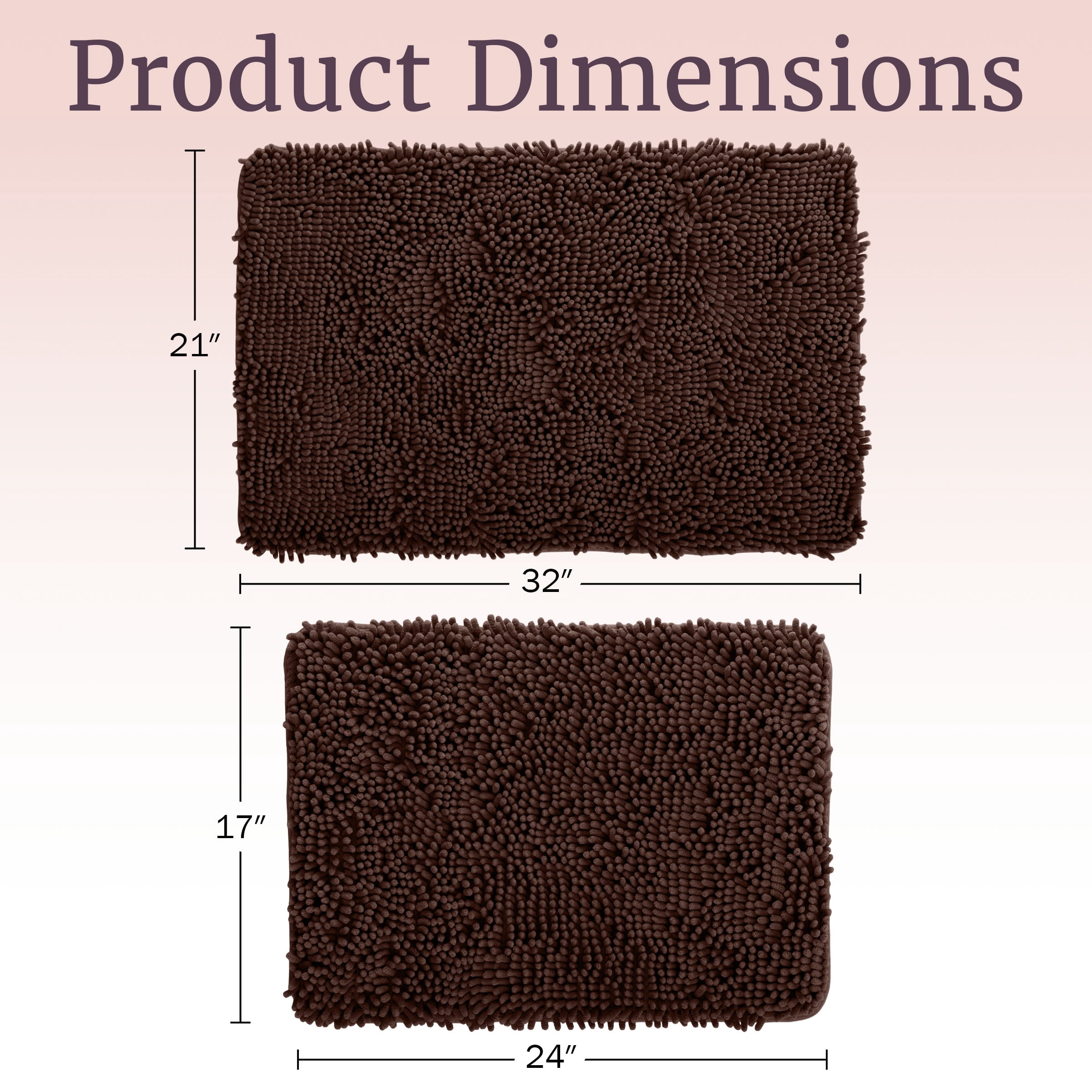 Lavish Home 2-Piece Chenille Memory Foam Bathroom Rugs Set, Chocolate